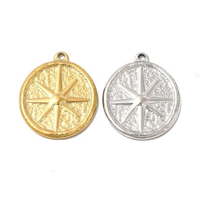 304 подвески из нержавеющей стали, плоский круглый с шармом в виде звезды