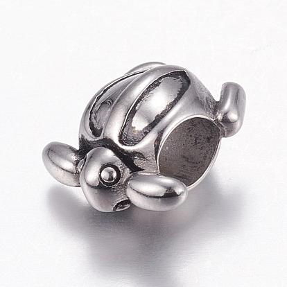 304 Stainless Steel European Beads, Large Hole Beads, Tortoise