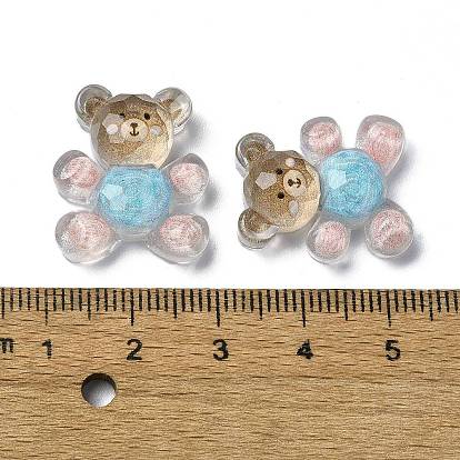 Transparent Epoxy Resin Decoden Cabochons, with Glitter Powder, Bear
