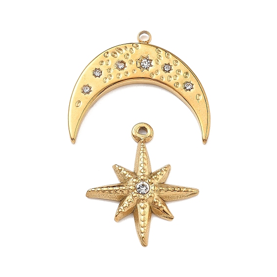 304 подвески из нержавеющей стали, со стразами, реальный 18 k позолоченный