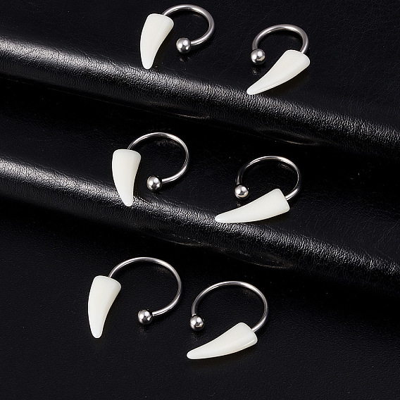 Акриловый бивень 316l хирургическая нержавеющая сталь подкова штанга губные кольца, белые