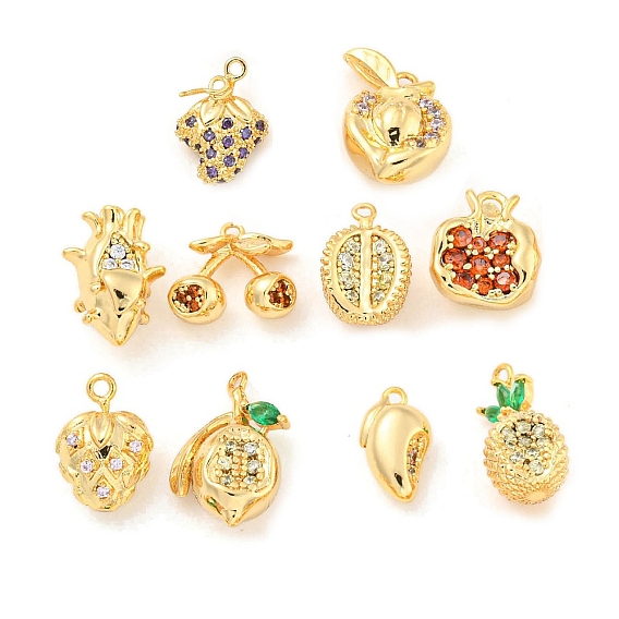 Латунные микро проложить кубического циркония подвески, реальный 18 k позолоченный, красный/прозрачный/сливовый