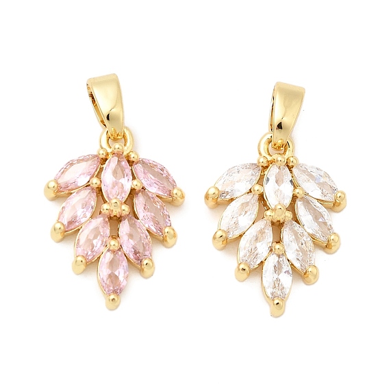 Латунные микро проложить кубического циркония подвески, лист, реальный 18 k позолоченный