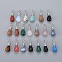 Gemstone Pendants, with Platinum Plated Brass Bails, Teardrop