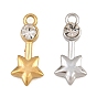 304 encantos de acero inoxidable, con diamantes de imitación de cristal, encantos estrella