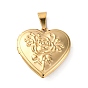 304 подвески из нержавеющей стали Locket, фоторамки кулоны для ожерелий, подвески в виде сердца с цветочным узором