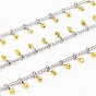 Brass Handmade Beaded Chain, Curb Chains, Cadmium Free & Lead Free, with Enamel, Long-Lasting Plated, Unwelded, with Spool