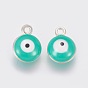 Double-sided Platinum Plated Alloy Enamel Charms, Evil Eye