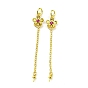 Flower Rack Plating Brass Micro Pave Cubic Zirconia Cup Peg Bails, Pendant Bail with Jump Rings, For Half Drilled Beads, Long-Lasting Plated, Lead Free & Cadmium Free