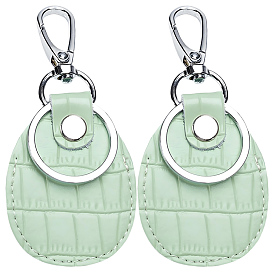 2наборы брелоков-подвесок из коровьей кожи, со сплавочной фурнитурой, платина, с отверткой, овальные