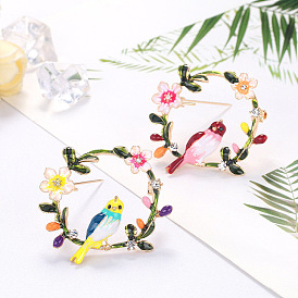 Cute wreath bird brooch niche sweet exquisite versatile temperament corsage suit accessories