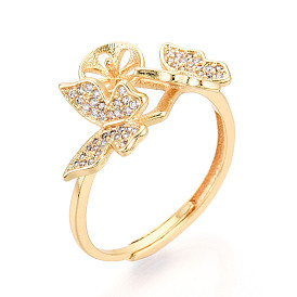 Бабочка латунный микропаве прозрачный кубический цирконий регулируемые настройки кольца, за половину пробурено бисера