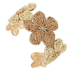 Браслеты-манжеты из сплава и рафии для женщин, цветок