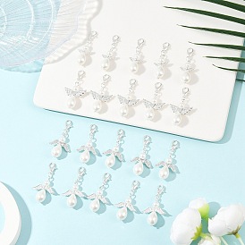 20 шт. 4 стили стеклянные жемчужины и акриловые искусственные жемчужины подвесные украшения в виде ангела, Сплав с застежками когтя омара