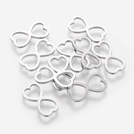 201 Stainless Steel Charms, Infinity Heart