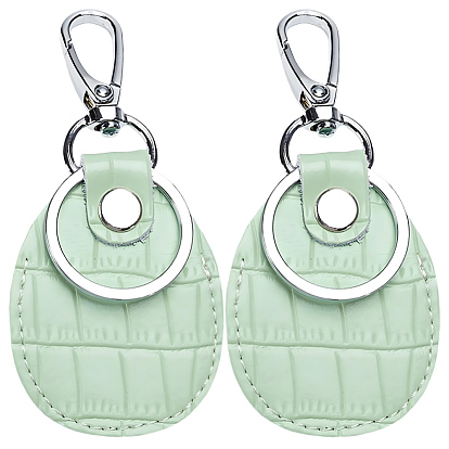 2наборы брелоков-подвесок из коровьей кожи, со сплавочной фурнитурой, платина, с отверткой, овальные