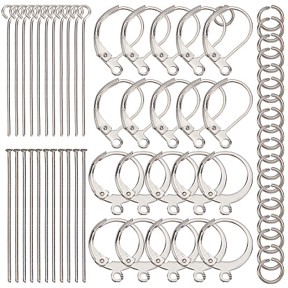 Наборы для изготовления ювелирных изделий своими руками, включая 304 фурнитуру для серег с застежкой-рычагом из нержавеющей стали, штифты и открытые соединительные кольца
