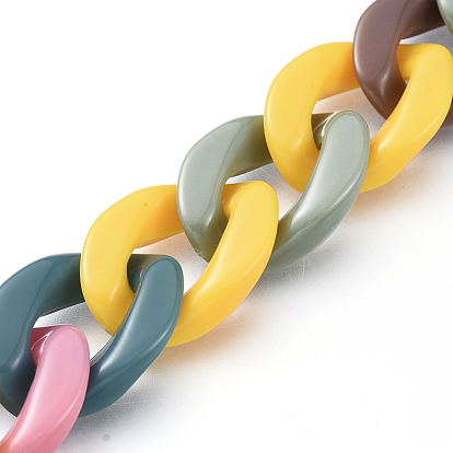 Handgefertigte undurchsichtige Acryl-Bordsteinketten, verdrillte Kette (Gliederfarbe zufällig), für Schmuck machen