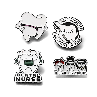 Tooth Theme Enamel Pins, Alloy Lapel Pin Backs for Backpack Clothes