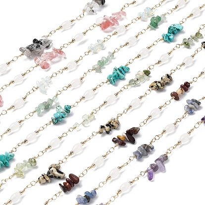 Латунные цепные цепи, со стеклянными бусинами и драгоценными камнями, долговечный, пайки, с катушкой, золотые