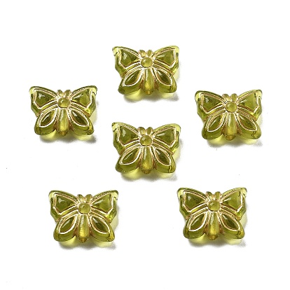 Прозрачные акриловые бусины, золотой металл обвитыми, бабочка