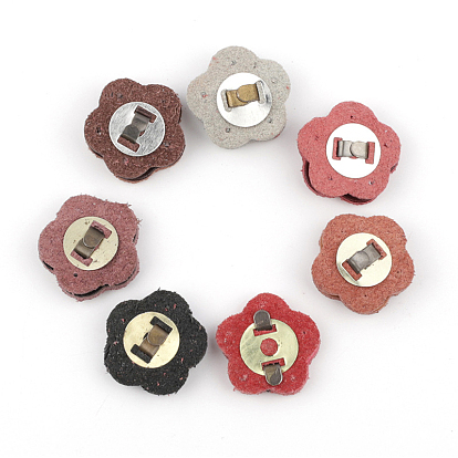 Cattlehide Magnetic Buttons Snap Magnet Fastener, Flower, for Cloth & Purse Makings