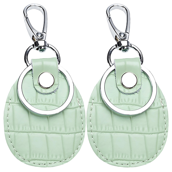 2наборы брелоков-подвесок из коровьей кожи, со сплавочной фурнитурой, платина, с отверткой, овальные