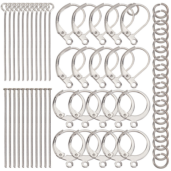 Наборы для изготовления ювелирных изделий своими руками, включая 304 фурнитуру для серег с застежкой-рычагом из нержавеющей стали, штифты и открытые соединительные кольца