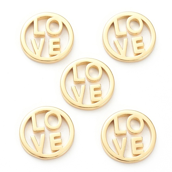 Латунь филигрань столяры ссылки, для ожерелья делает, долговечный, День святого Валентина, плоские круглые со словом "love"
