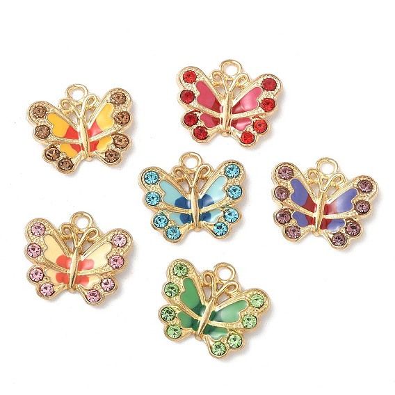 Подвески из сплава эмали и стразов, золотой свет, без кадмия, без никеля и без свинца, очарование бабочки