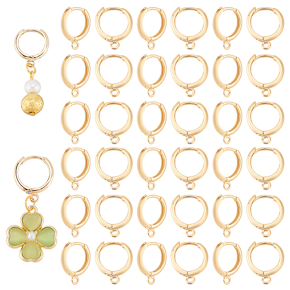 30шт. латунная фурнитура для сережек-колец, с горизонтальной петлей, без никеля 