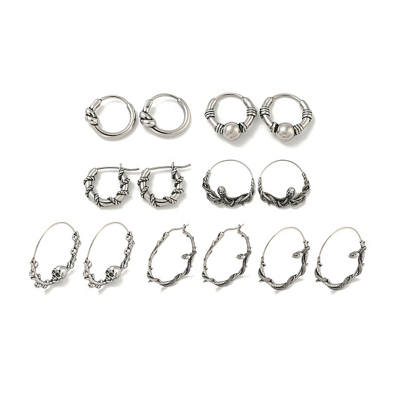 316 серьги-кольца из хирургической нержавеющей стали для женщин и мужчин, античное серебро