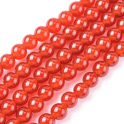 Natural Carnelian Beads Strands, Grade A, Dyed, Round