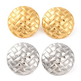 304 из нержавеющей стали серьги, плоский круглый с текстурой