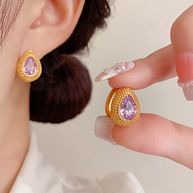 Серьги-кольца в форме капли из латуни и кубического циркония для женщин