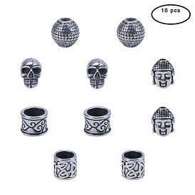 304 Stainless Steel Beads, Large Hole Beads, Mixed Shapes
