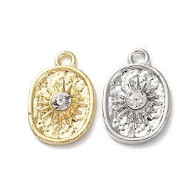 Rack Plating Alloy Pendants, with Rhinestone, Sun Charms