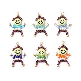 Человеческие амулеты из стеклянных бусинок, с медной проволокой и акрилом