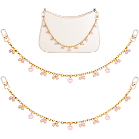 2 шт. бантик-кисточка из эмалированного сплава розового цвета 304 цепочки из нержавеющей стали для сумок, декоративные цепочки, с поворотными застежками сплава, золотой свет