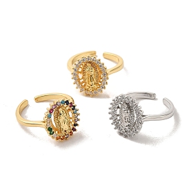 Brass Micro Pave Cubic Zirconia Open Rings