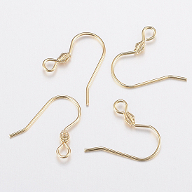 Ion Plating(IP) 304 Stainless Steel Earring Hooks, Ear Wire, with Horizontal Loop