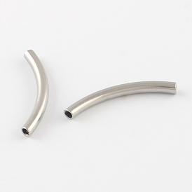 304 Stainless Steel Tube Beads, 40x4mm, Hole: 3mm