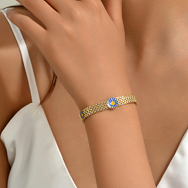 Браслеты из железной пантеры, браслеты с подвесками в виде эмалевых ромашек для женщин