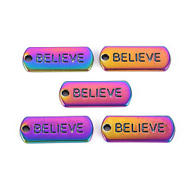 Alloy Charms, Cadmium Free & Nickel Free & Lead Free, Oval with Believe