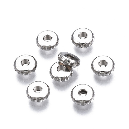 Tarnish Resistant 201 Stainless Steel Spacer Beads, Flat Round
