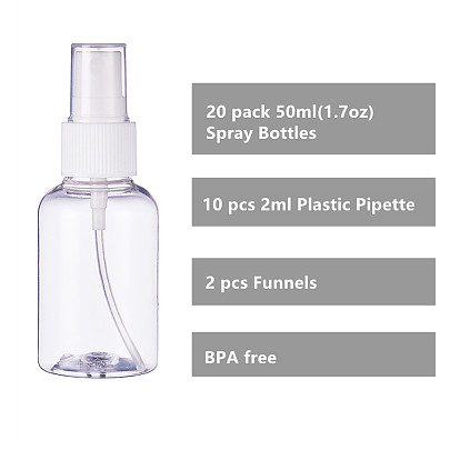 Mini trémie d'entonnoir en plastique transparent, Compte-gouttes en plastique jetable de 2 ml et vaporisateur à épaulement rond transparent