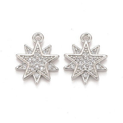 Латунные микропаве прозрачные кубические циркониевые подвески, без свинца и без кадмия, звезда