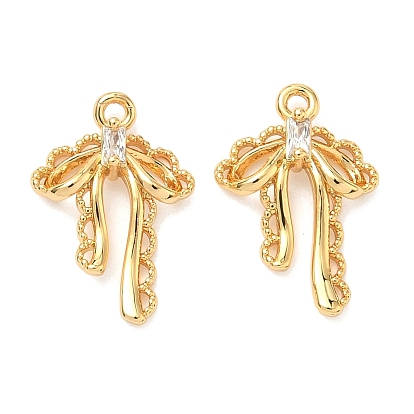 Латунные микро проложить кубического циркония подвески, бантом прелести, без никеля , реальный 18 k позолоченный