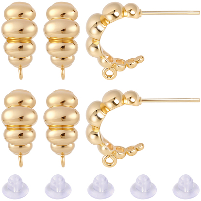 10 шт. латунные серьги-гвоздики, без никеля , с-образный с овалом, с петлей, 1шт. пластиковых гаек для крепления заушников