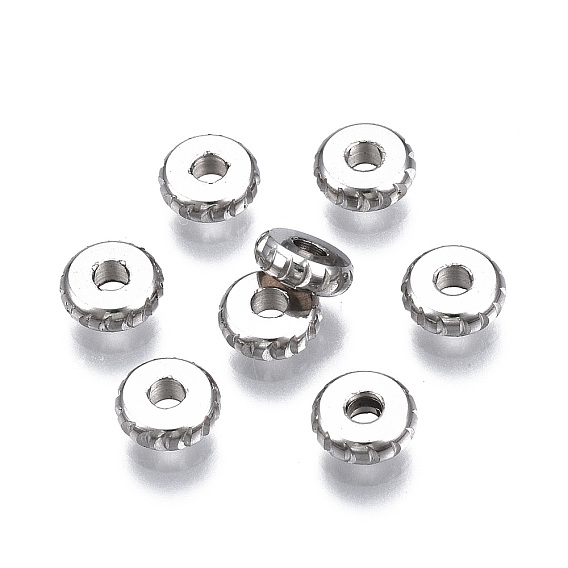 Resistente al deslustre 201 Cuentas espaciadoras de acero inoxidable, plano y redondo